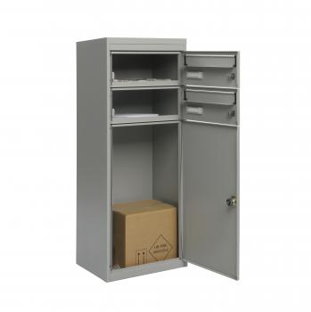 Paketbriefkasten Mefa Mana 483 Weißaluminium RAL 9006 mit 2 separaten Briefkästem